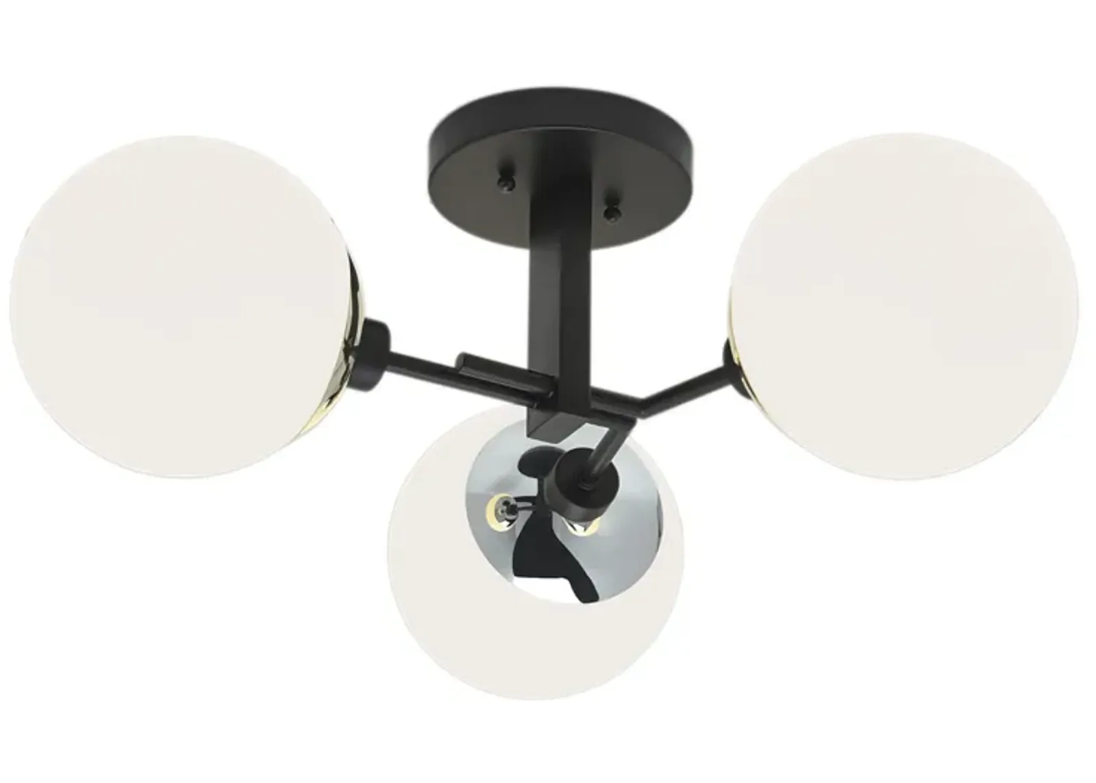 Triple Play Semi-Flush Mount Light - Polished Nickel