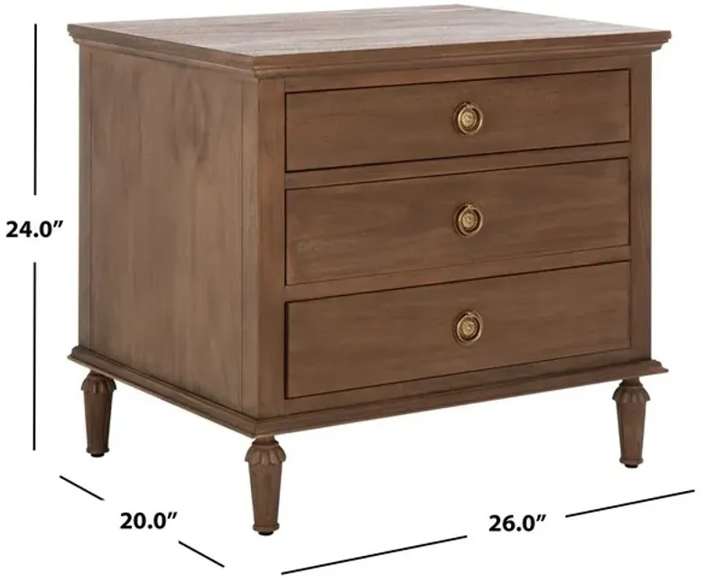 Lisabet 3 Drawer Wood Nightstand