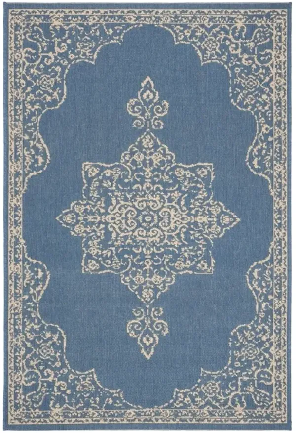 LINDEN 180 Collection LND180N-5 Cream / Blue 5'-3" X 7'-6"