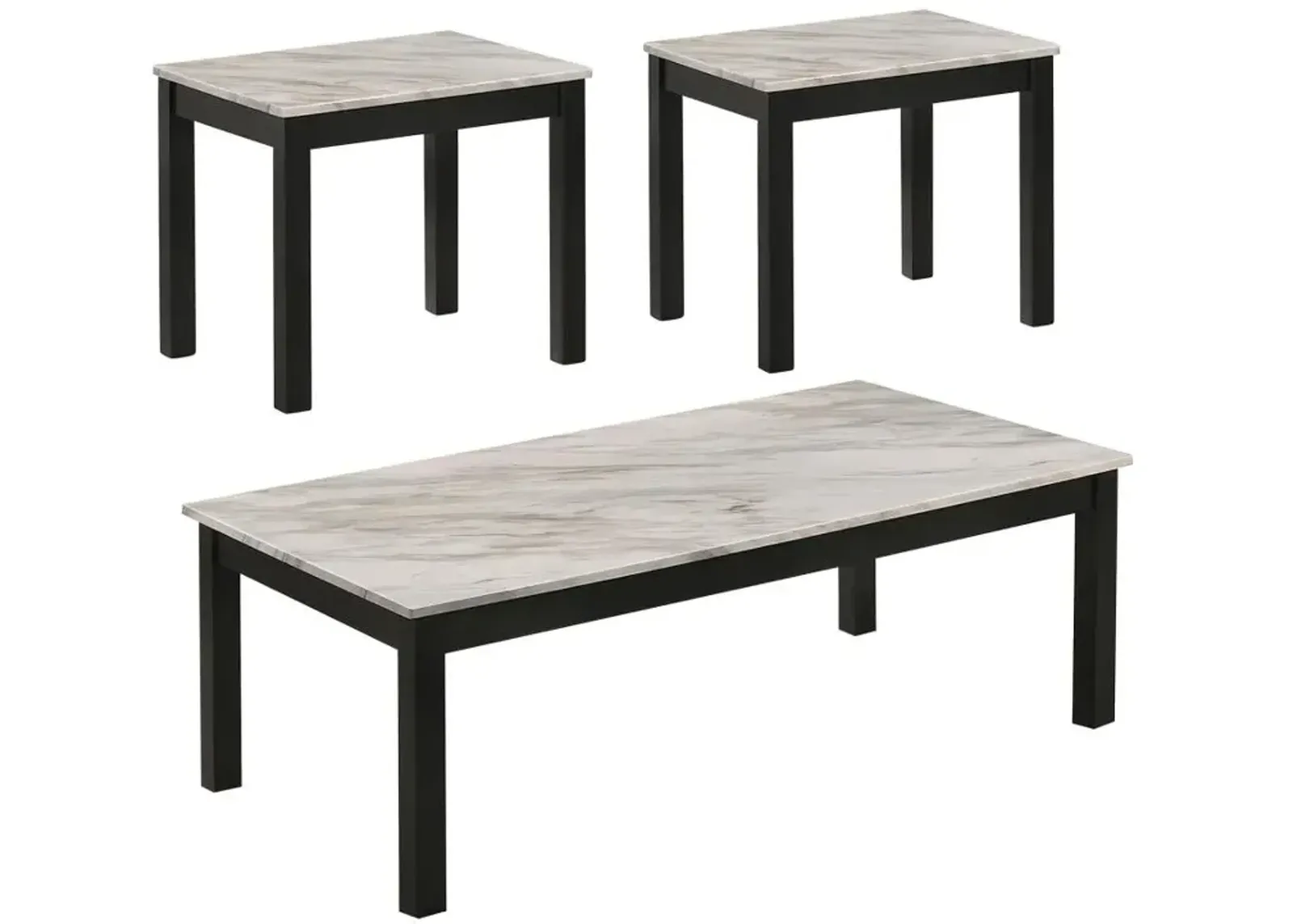 Bates Faux Marble 3-piece Occasional Table Set White and Black