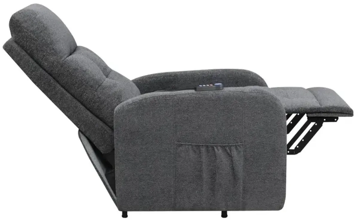 Howie Tufted Upholstered Power Lift Recliner Charcoal