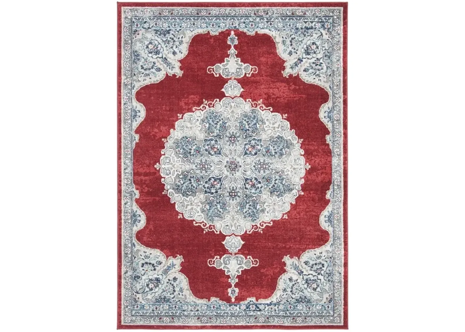 Brentwood 867 Red / Ivory 5' X 5' Square Square Powerloomed Rug