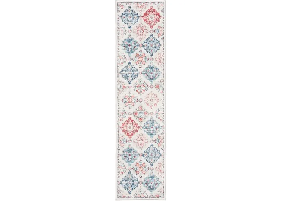 Brentwood 815 Cream / Blue 2' X 6' Runner Powerloomed Rug