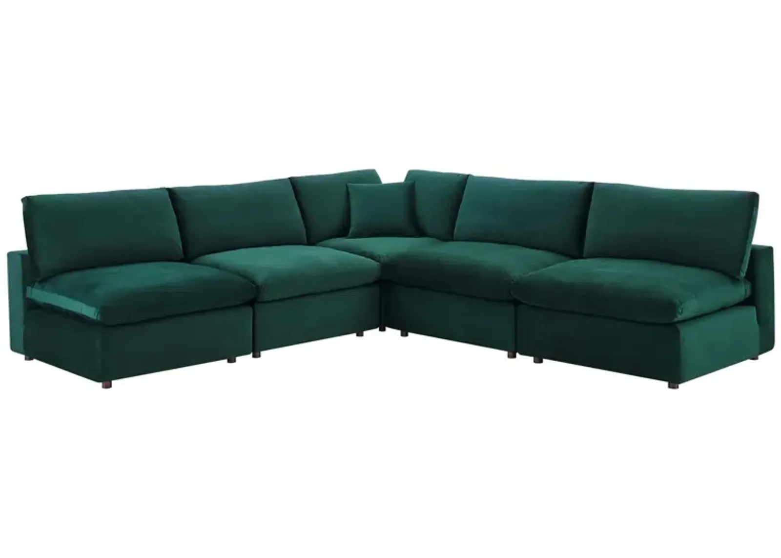 Commix Down Filled Overstuffed Performance Velvet 5-Piece Sectional Sofa