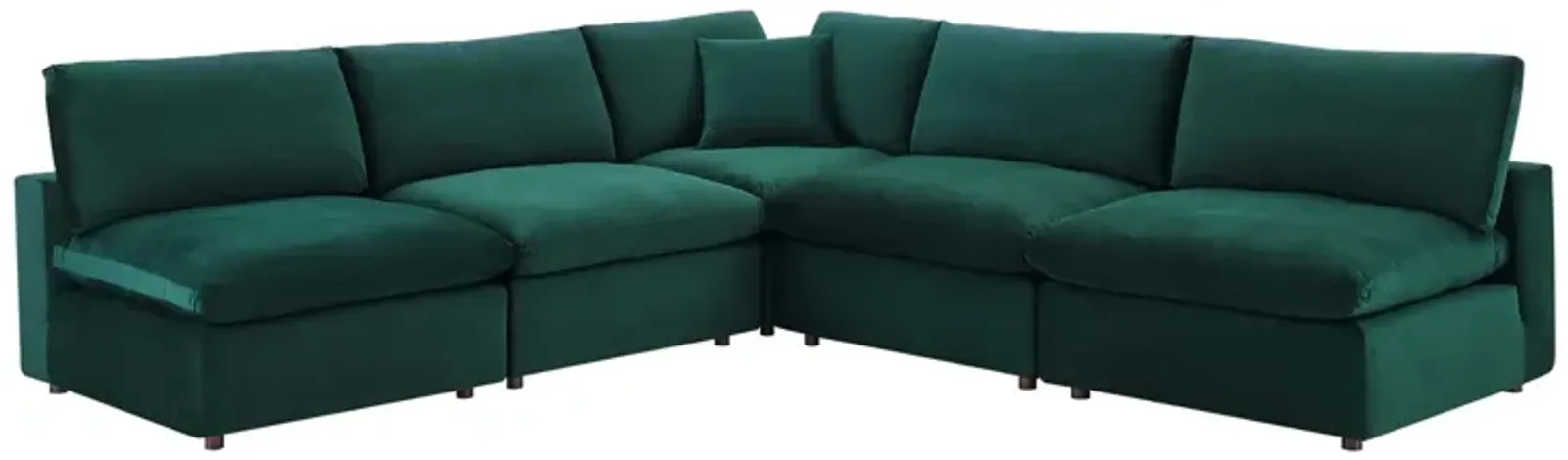 Commix Down Filled Overstuffed Performance Velvet 5-Piece Sectional Sofa