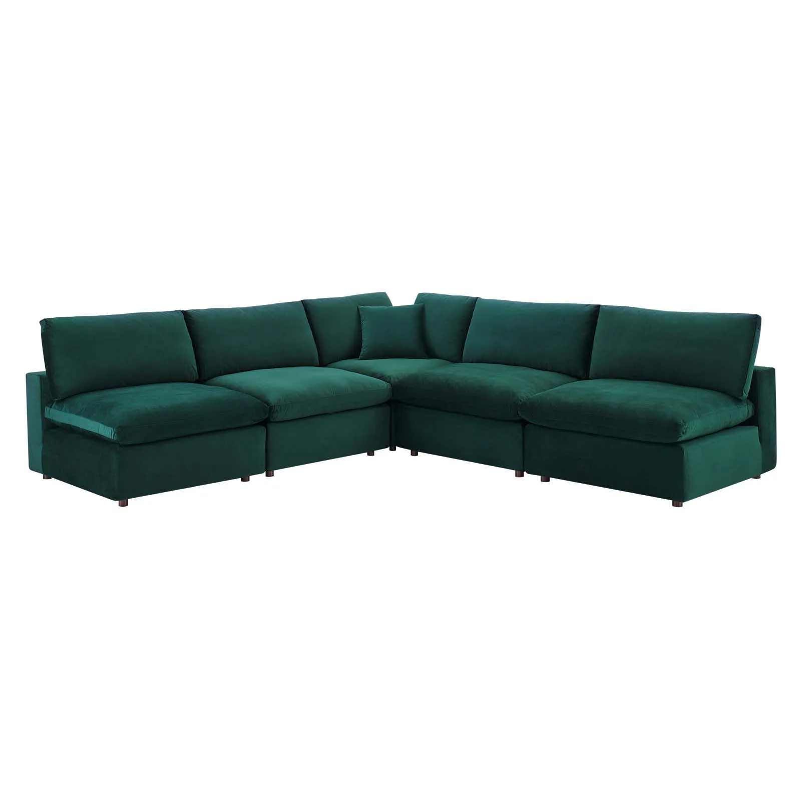 Commix Down Filled Overstuffed Performance Velvet 5-Piece Sectional Sofa