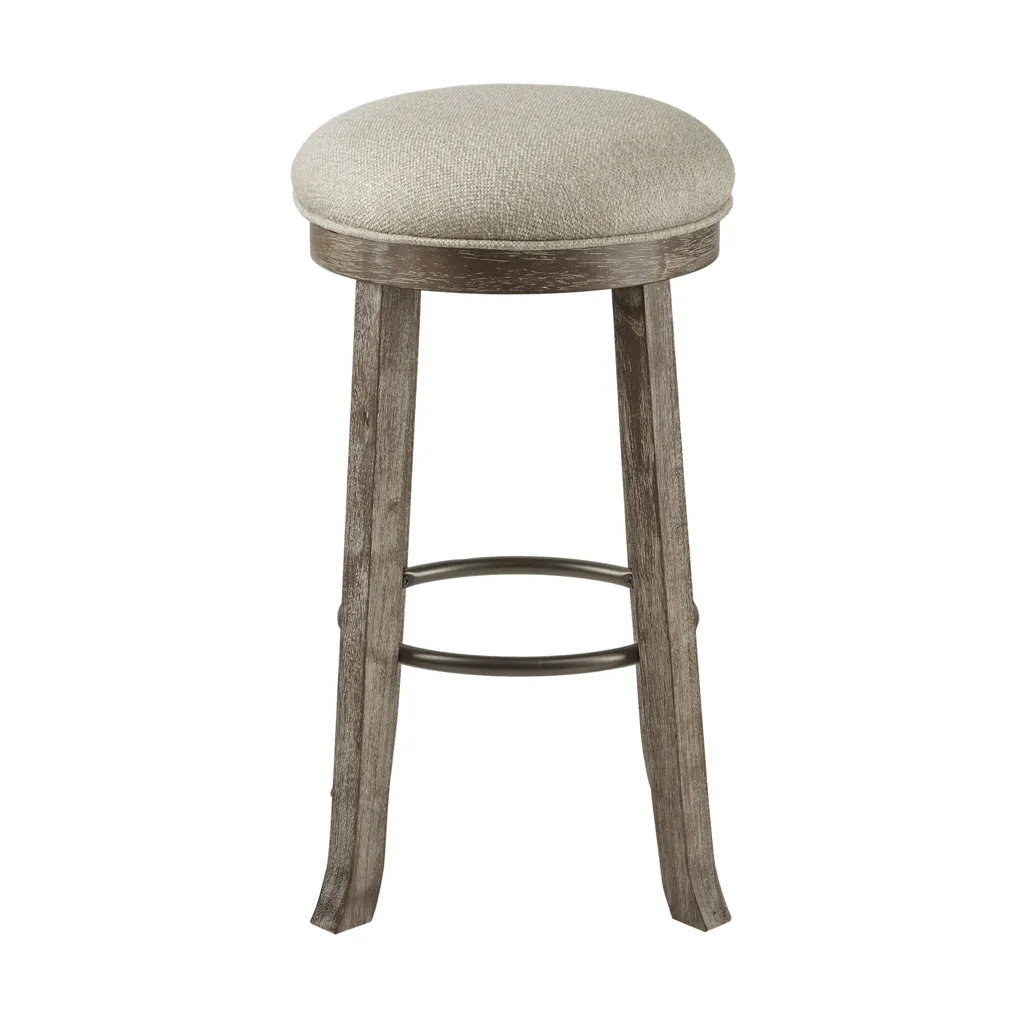 INK+IVY OAKTOWN Light Grey Backless Bar Stool with Swivel Seat