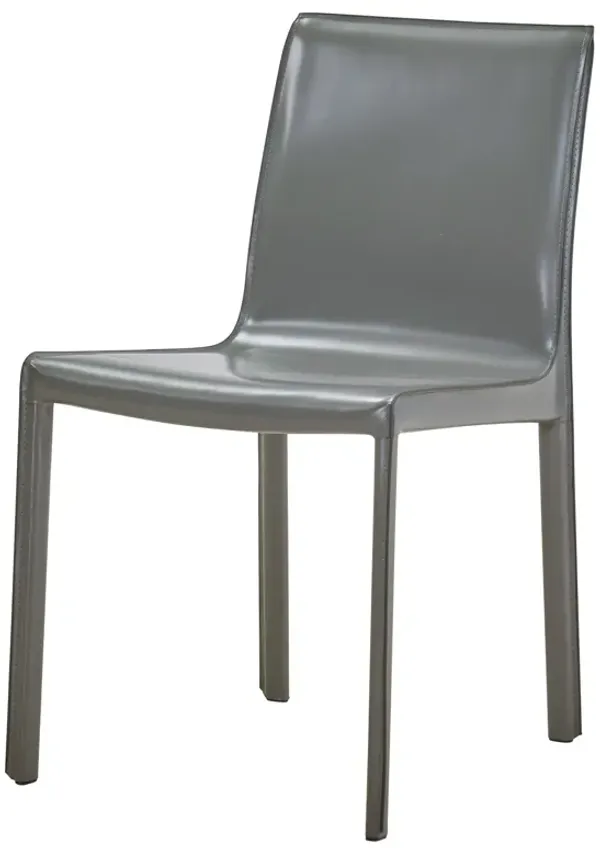 Gervin Recycled Leather Dining Side Chair, Anthracite (Set of 2)