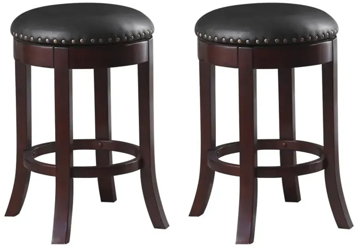 Aboushi Swivel Counter Height Stools with Upholstered Seat Brown (Set of 2)