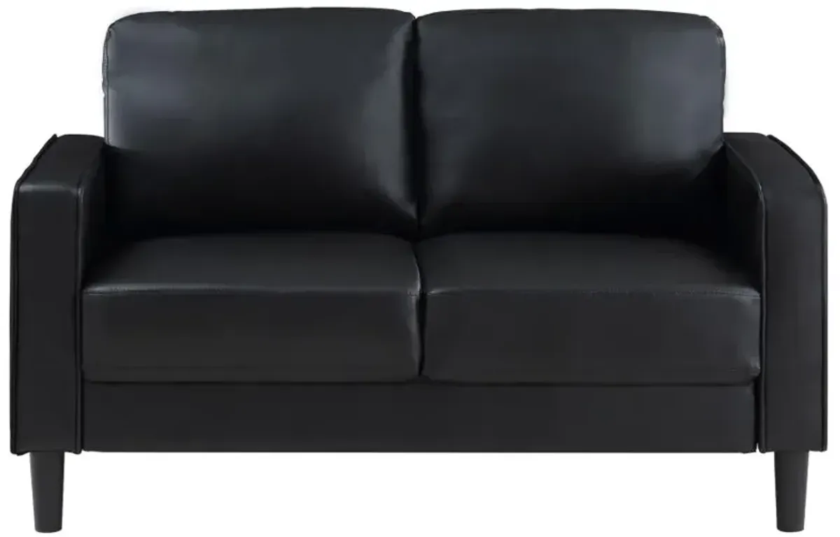 Ruth 2-piece Upholstered Track Arm Faux Leather Sofa Set Black