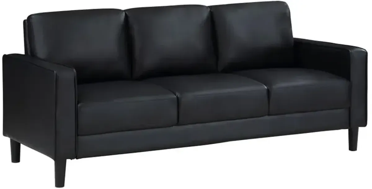 Ruth 2-piece Upholstered Track Arm Faux Leather Sofa Set Black