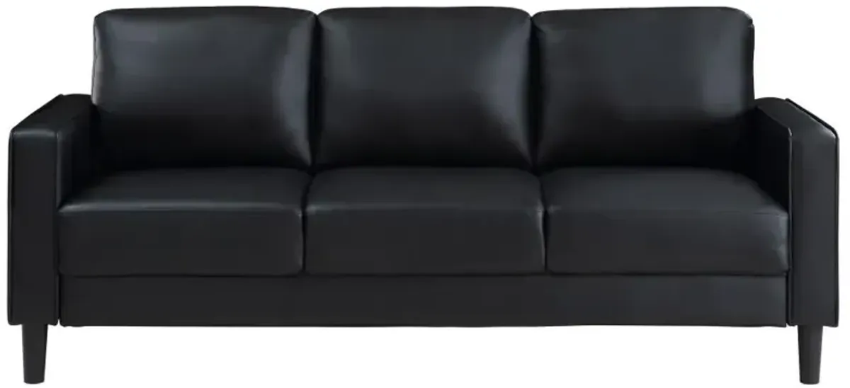 Ruth 2-piece Upholstered Track Arm Faux Leather Sofa Set Black