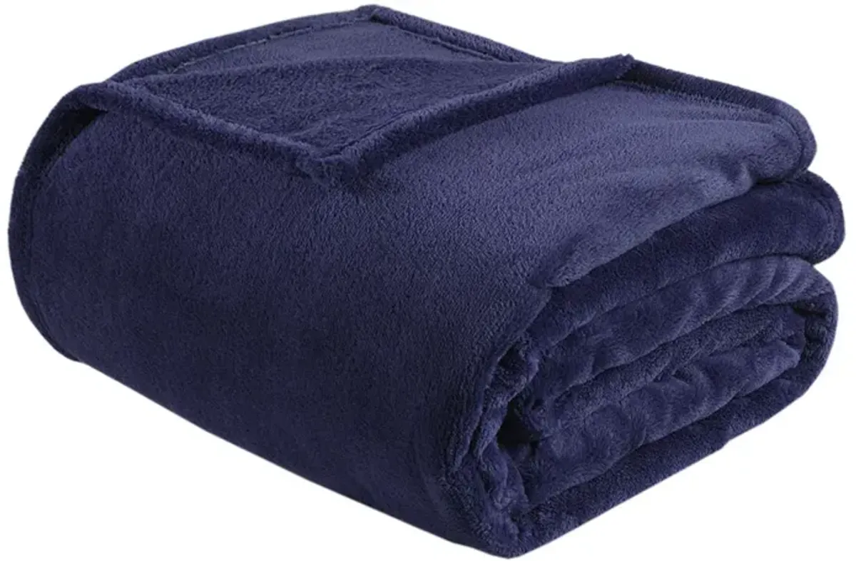 Intelligent Design Microlight Plush Navy Oversized Blanket