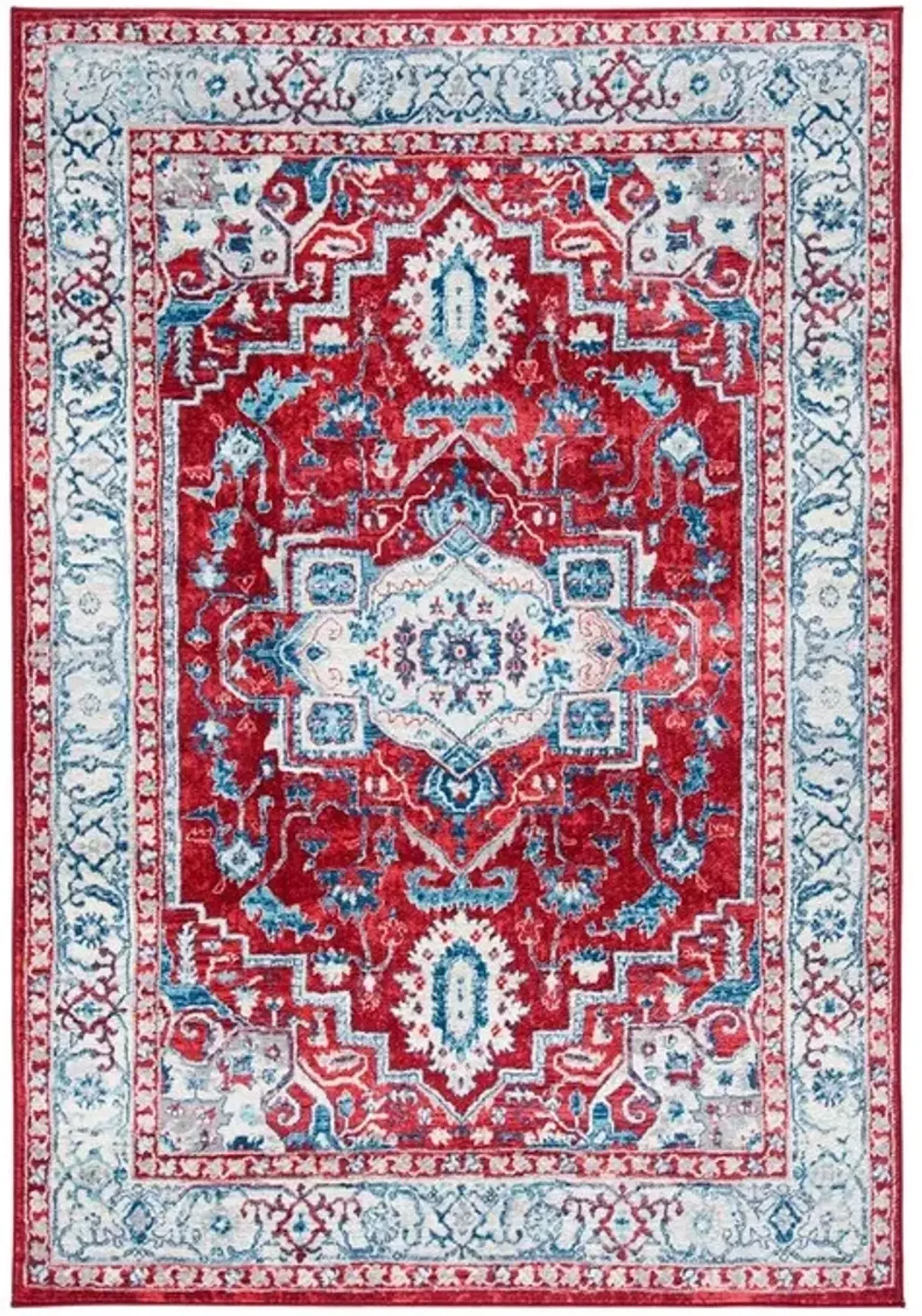 Brentwood 851 Red / Beige 4' X 6' Small Rectangle Powerloomed Rug