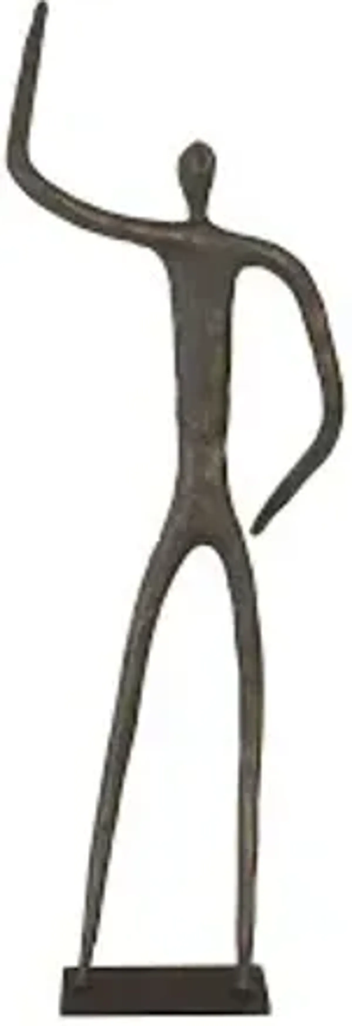 abstract figure on metal base, bronze finish, arm up