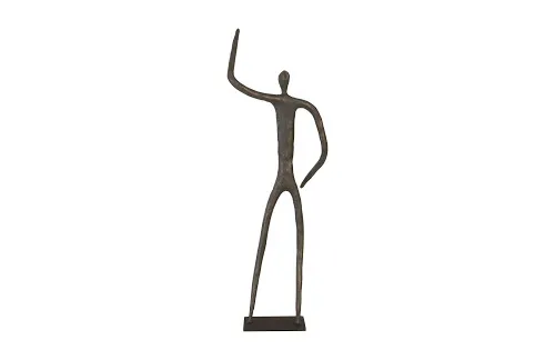 abstract figure on metal base, bronze finish, arm up