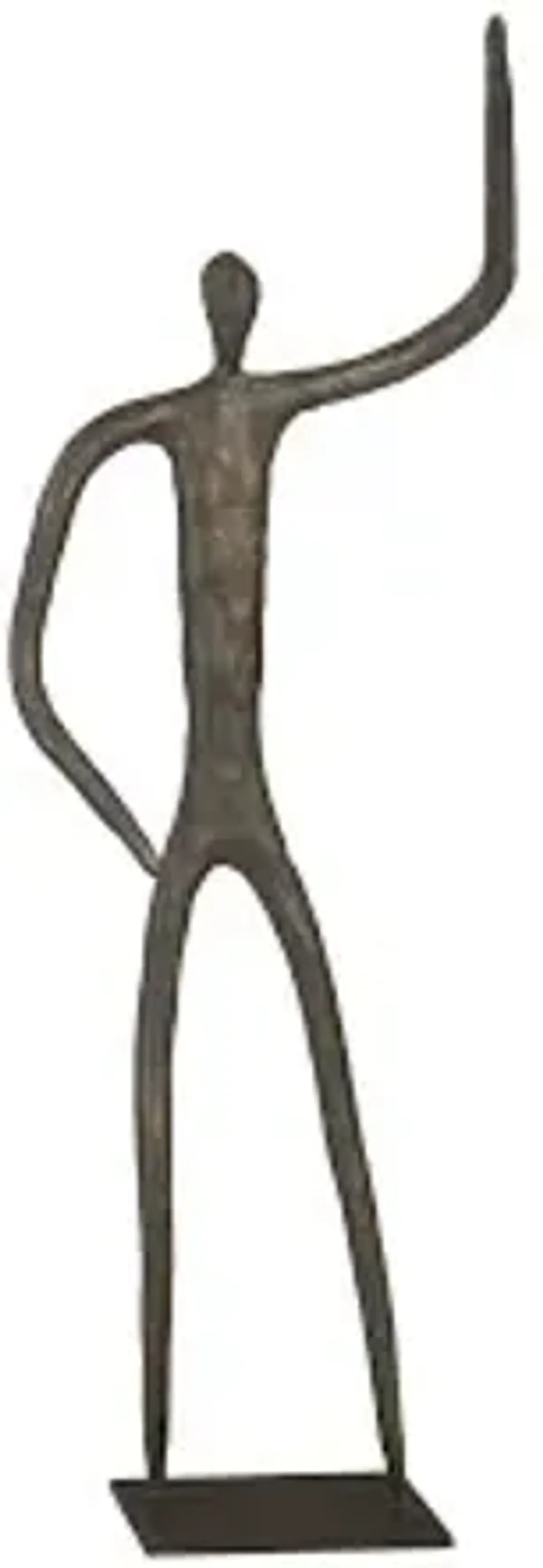 abstract figure on metal base, bronze finish, arm up