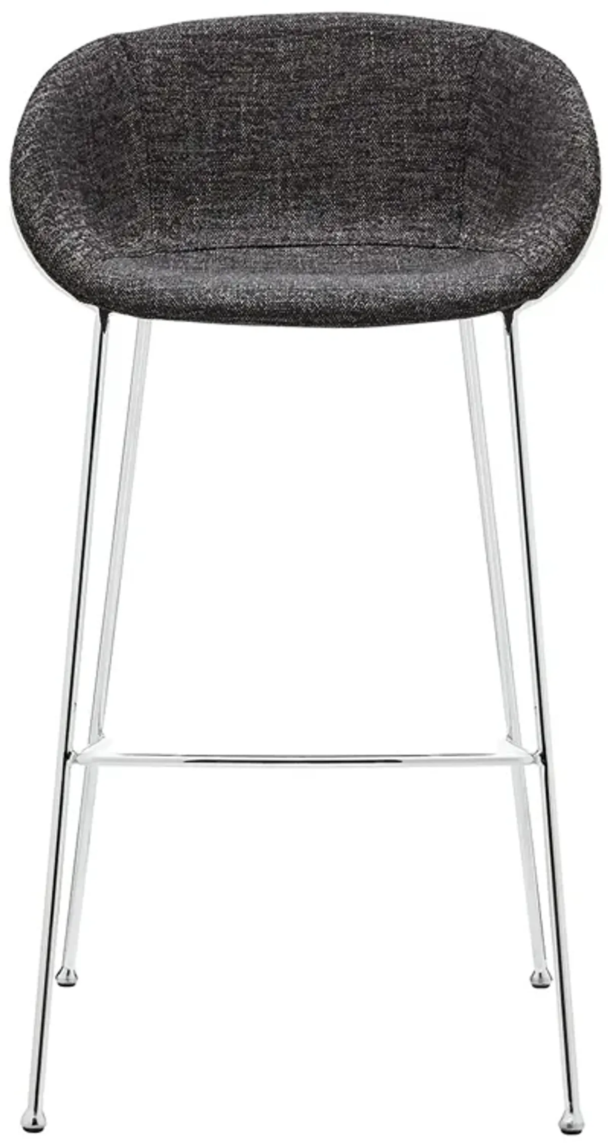 Zach-B Bar Stool with Black Fabric and Chromed Steel Frame and Legs - Set of 2