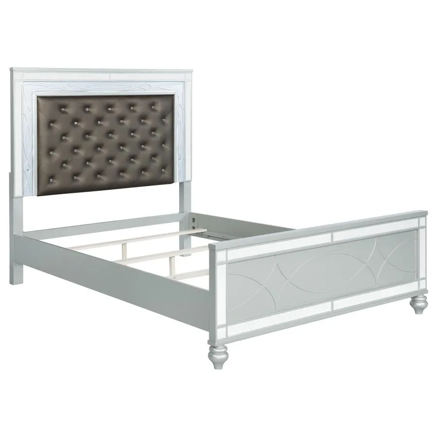 Gunnison Queen Panel Bed with LED Lighting Silver Metallic