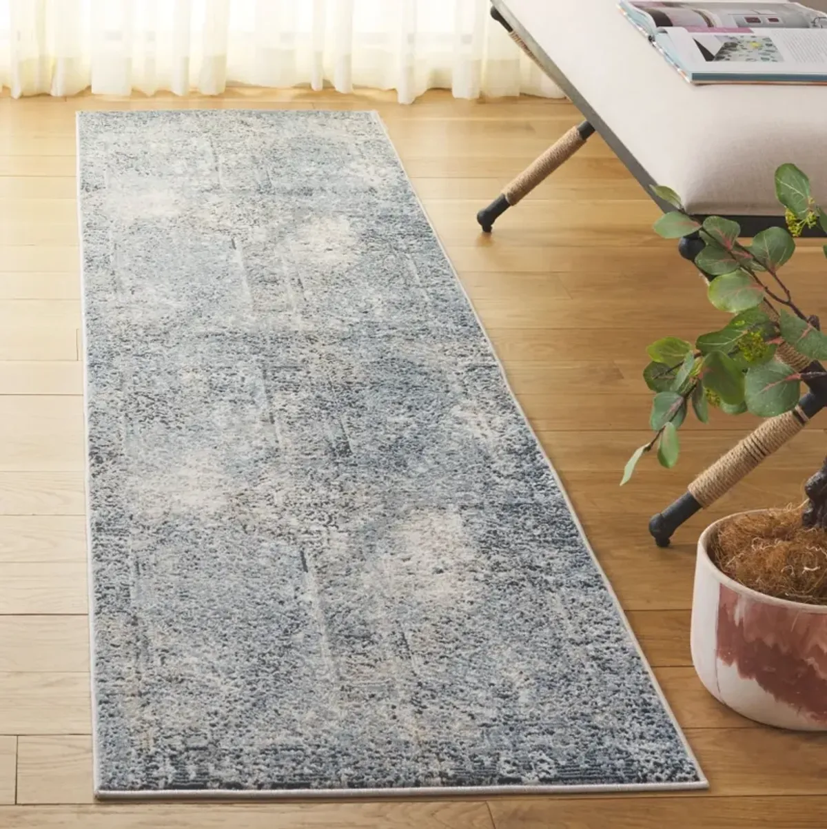 PARKER 115 BLUE  2' x 8' Runner Rug