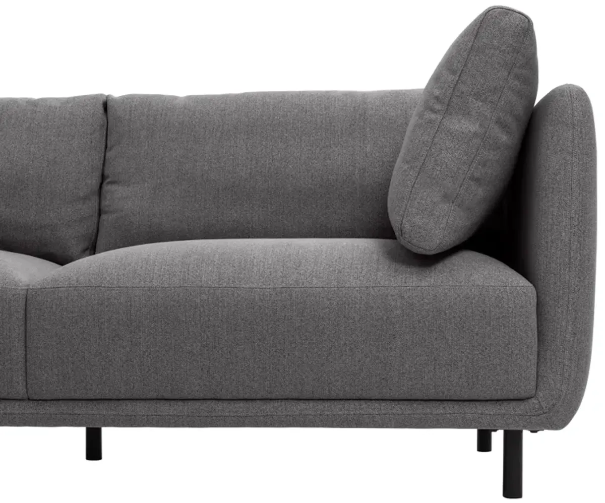 Serenity 79" Gray Fabric Sofa with Black Metal Legs