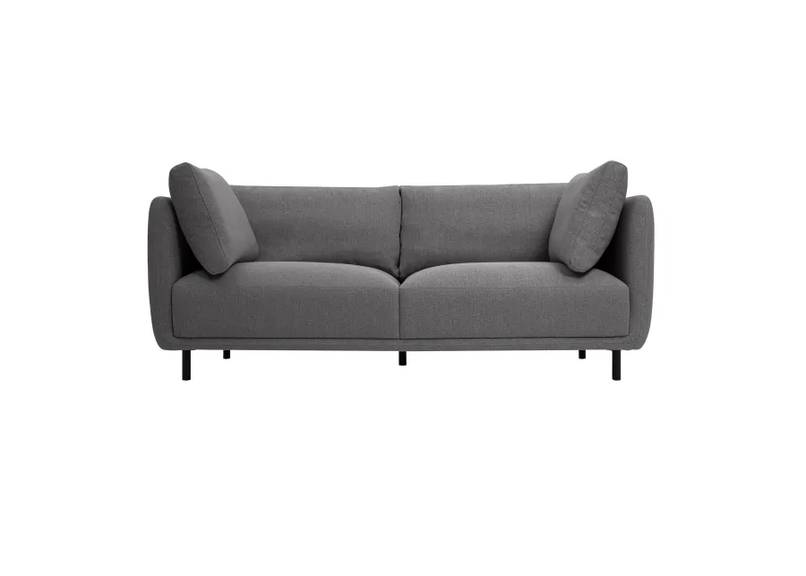 Serenity 79" Gray Fabric Sofa with Black Metal Legs