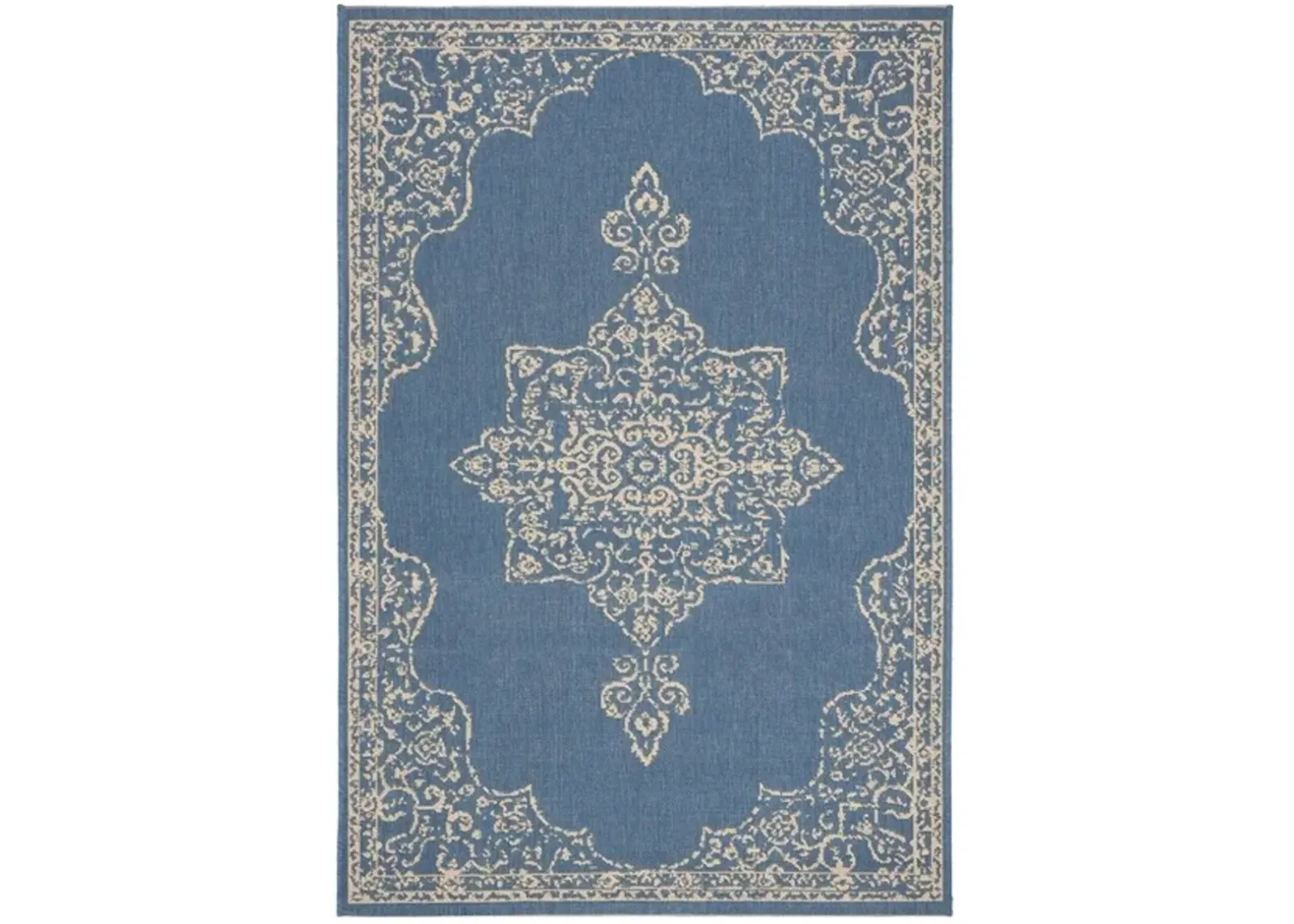 Safavieh BEACH HOUSE Collection BHS180N-6SQ Cream / Blue 6'-7" X 6'-7" Square