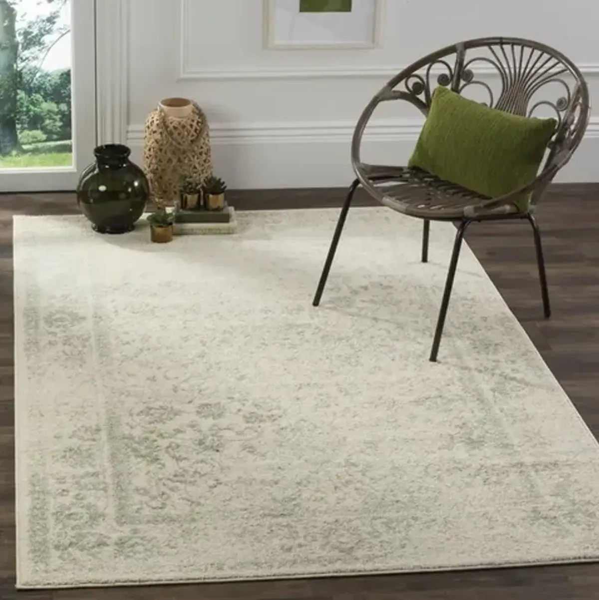 Adirondack Contemporary Ivory / Sage 2'-1" X 8' Powerloomed Rug
