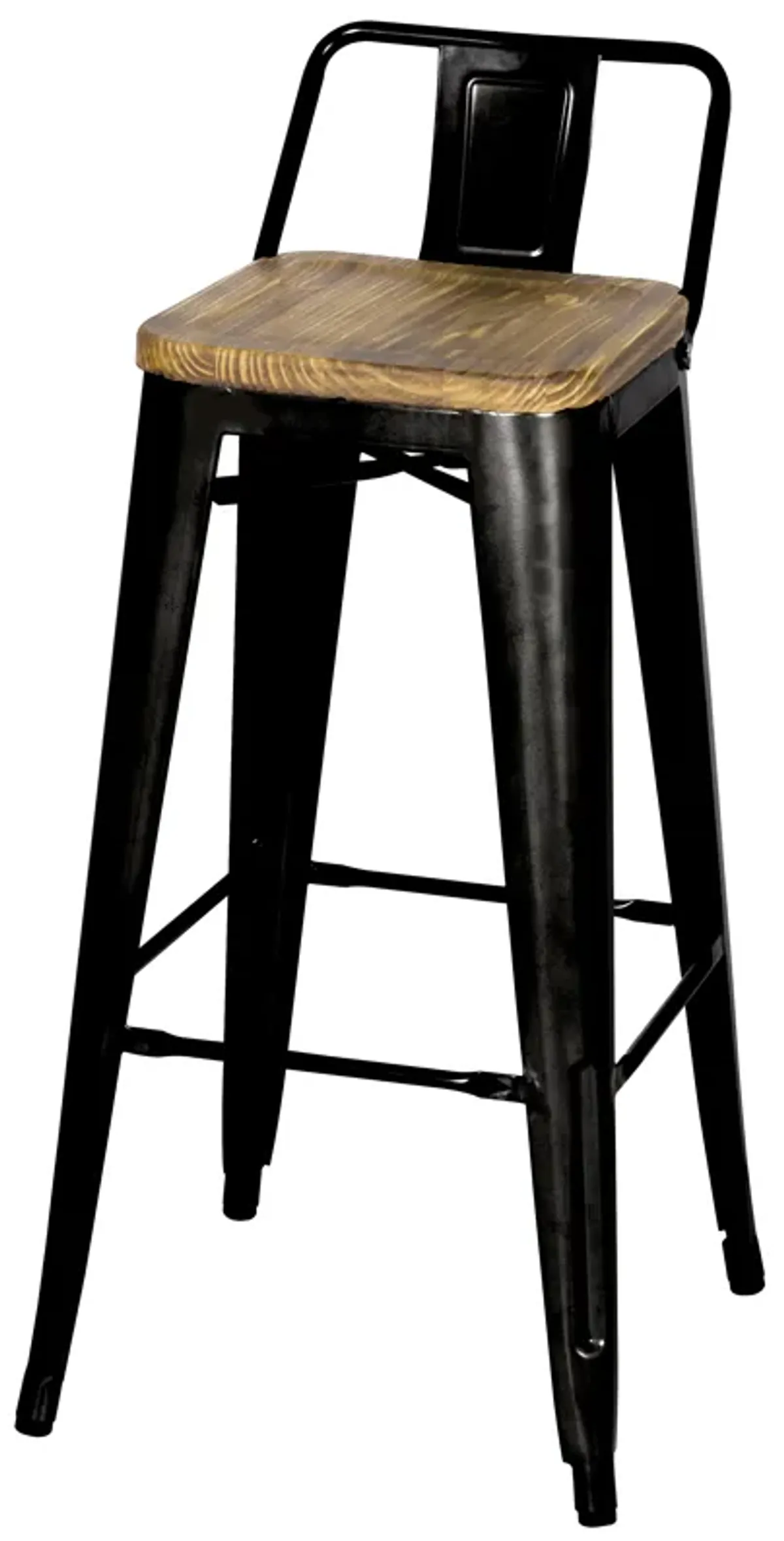 Metropolis Low Back Bar Stool Wood Seat, Black (Set of 4)