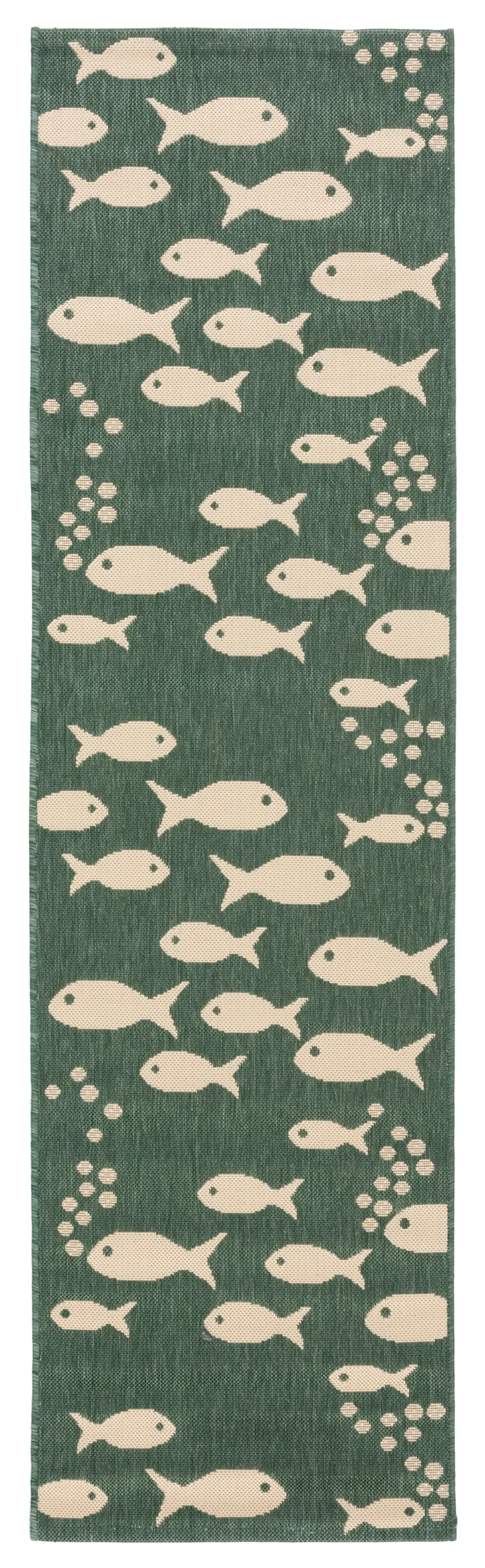 COURTYARD 6012 DARK GREEN  2'-3' x 10' Runner Rug