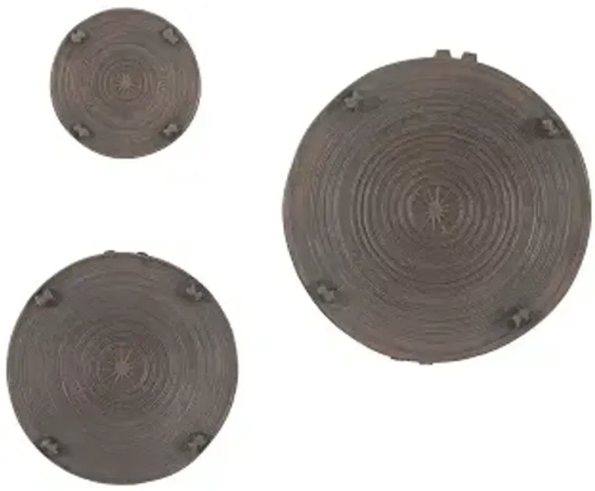 laotian rain drums, set of 3, bronze