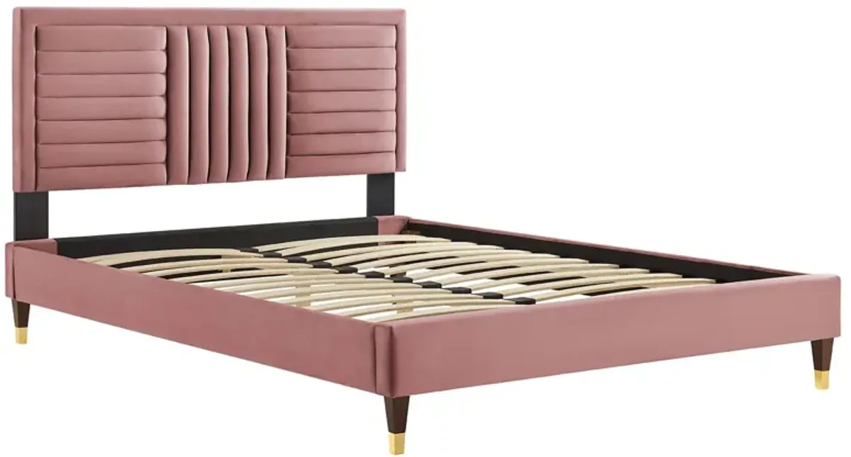 Sofia Channel Tufted Performance Velvet King Platform Bed