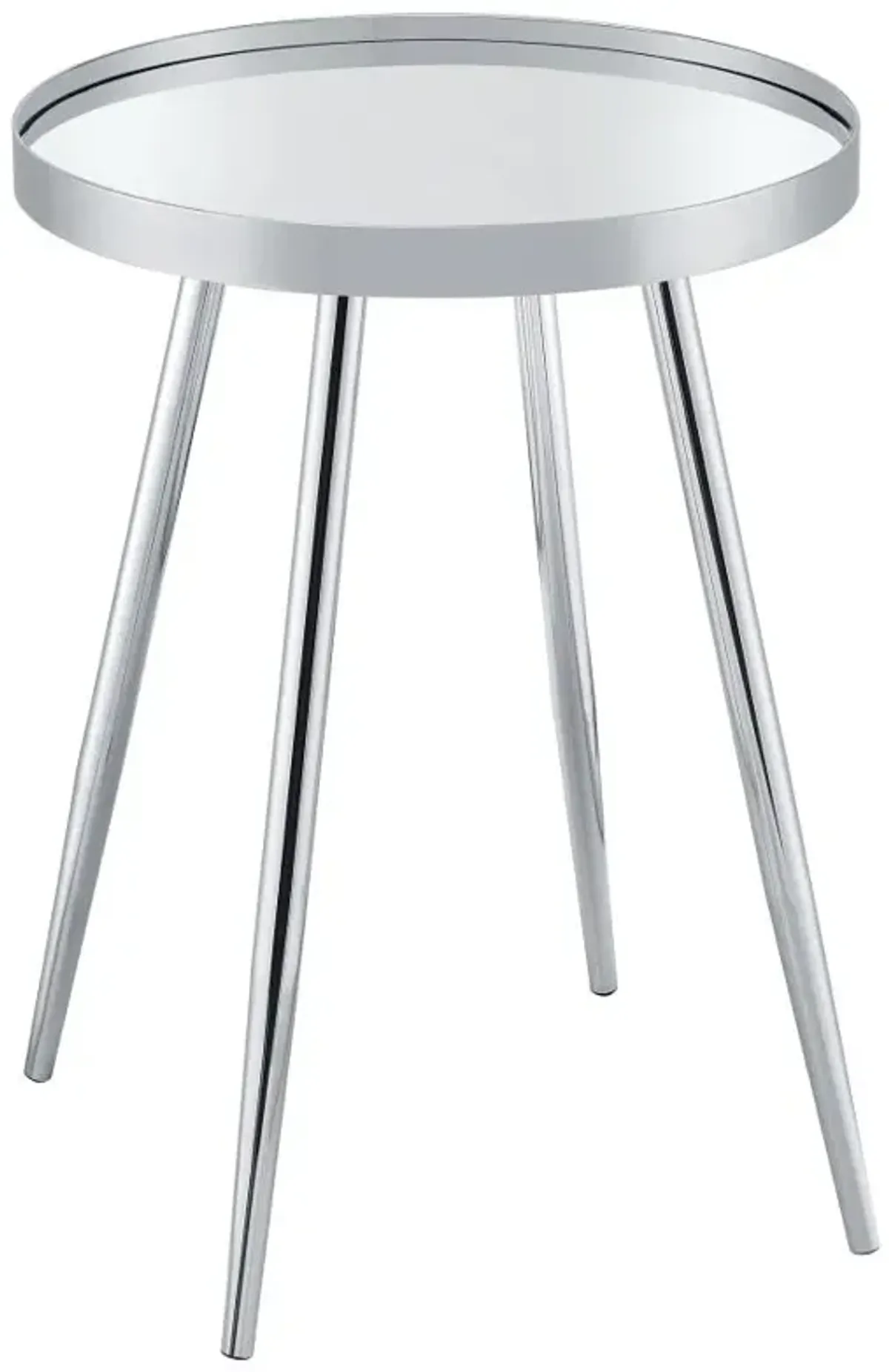 Kaelyn Round Mirror Top End Table Chrome