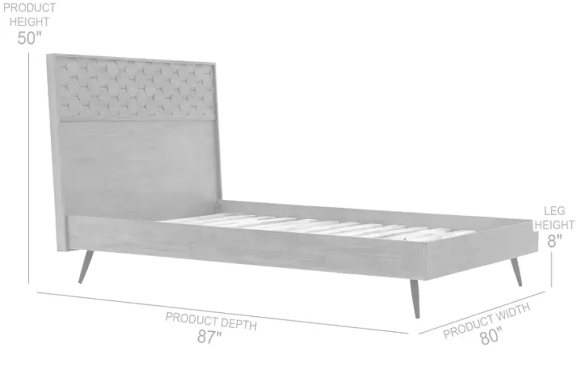 Makena King Platform Frame Bed in Grey Acacia Wood