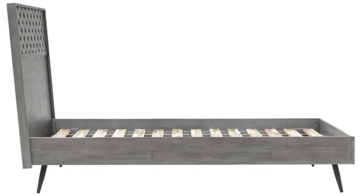 Makena King Platform Frame Bed in Grey Acacia Wood