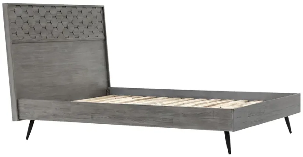 Makena King Platform Frame Bed in Grey Acacia Wood