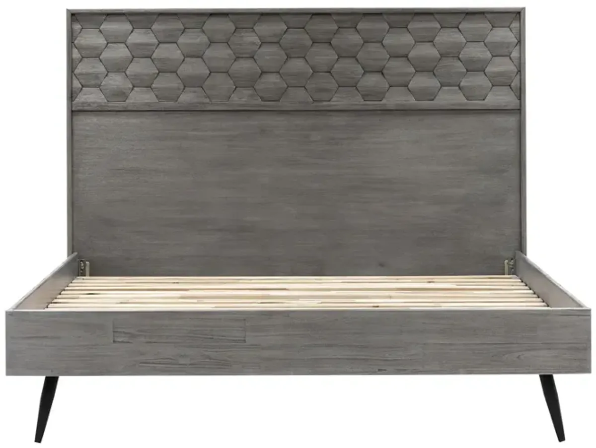 Makena King Platform Frame Bed in Grey Acacia Wood