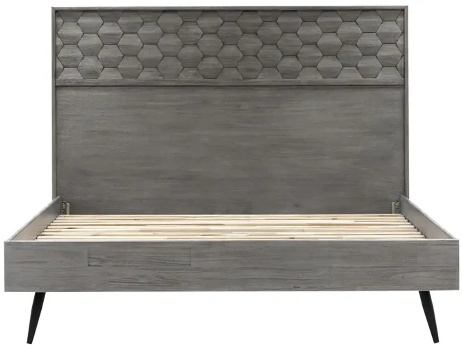 Makena King Platform Frame Bed in Grey Acacia Wood