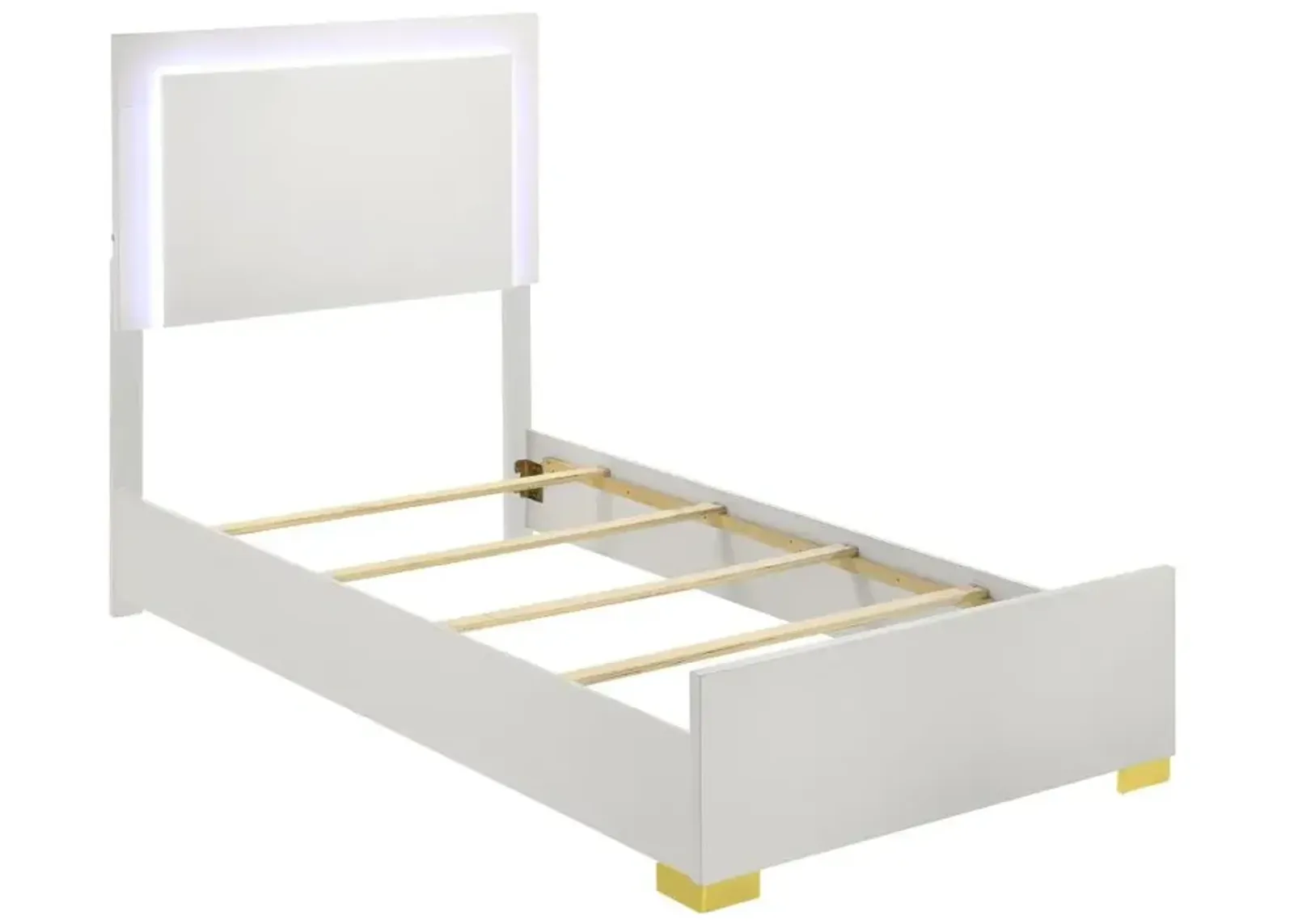 Marceline Twin Bed with LED Headboard White