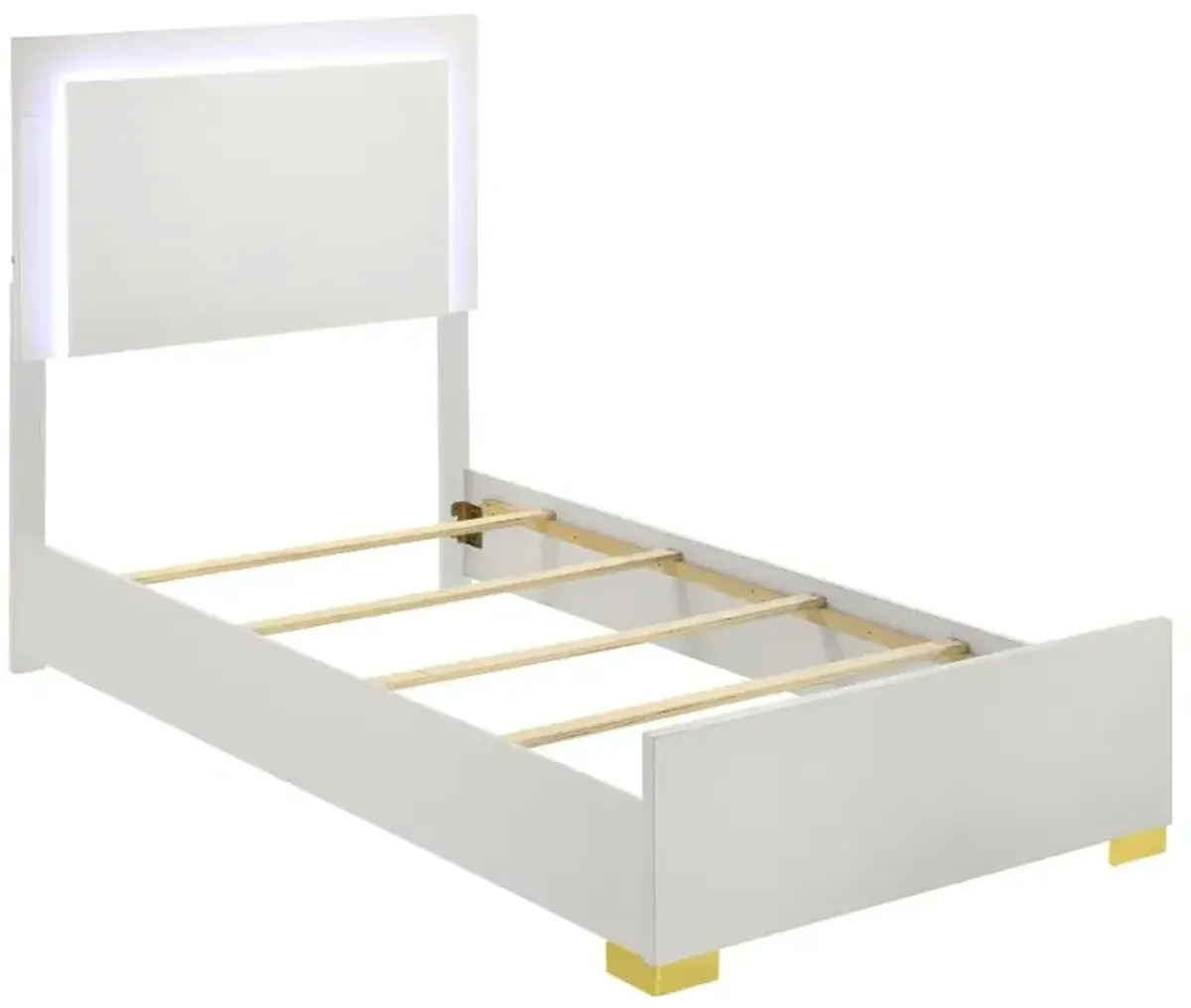 Marceline Twin Bed with LED Headboard White