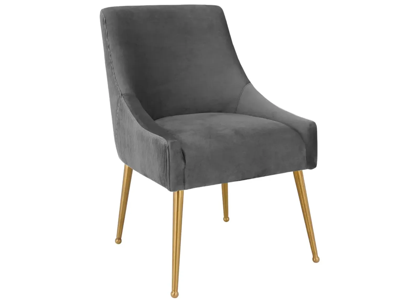 Beatrix Pleated Grey Velvet Side Chair