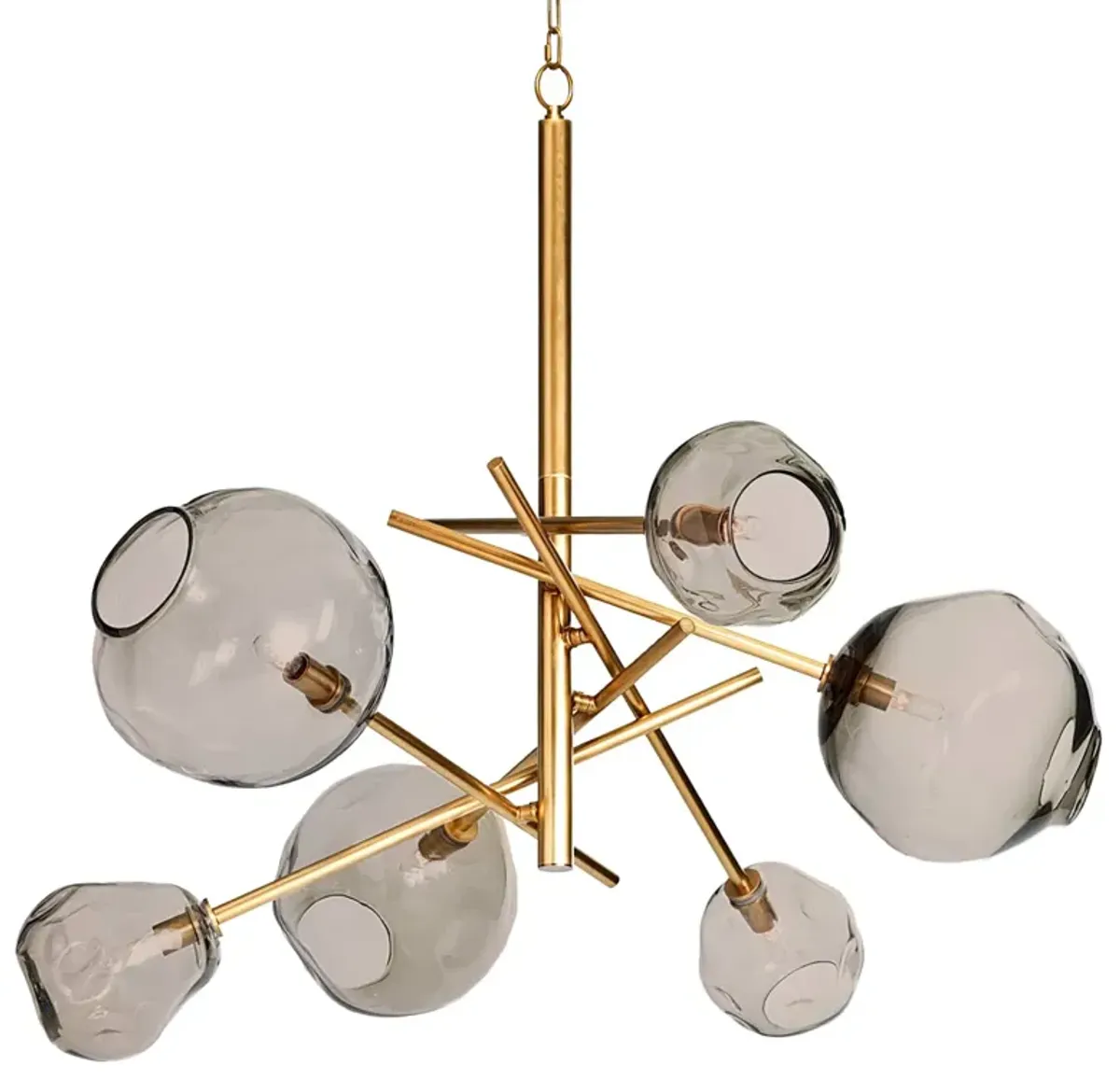 Molten Chandelier With Smoke Glass (Natural Brass)