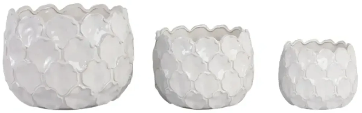 S/3 9/12/15" Cloudy Petal Planters, White