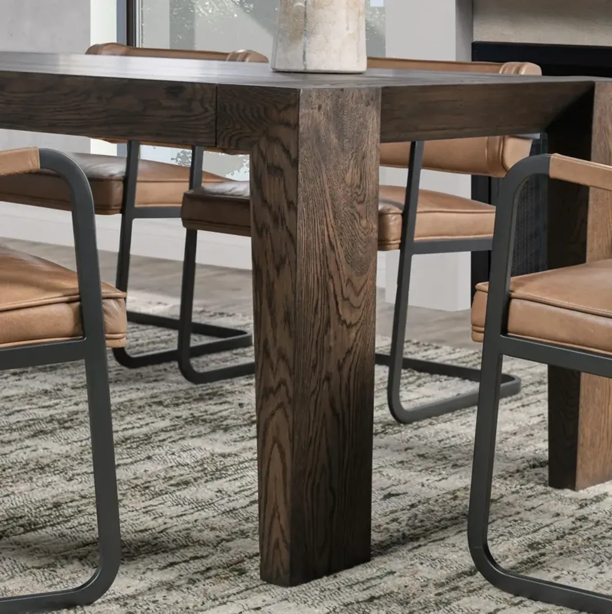 Troy 89" Reclaimed Oak Wood Transitional Dining Table in Brown