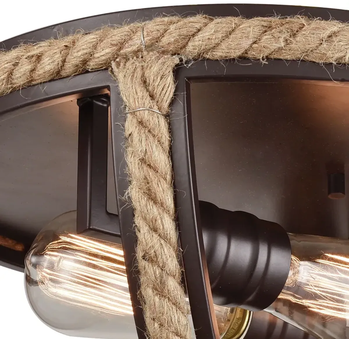 Natural Rope 13" Wide 2-Light Flush Mount - Oil Rubbed Bronze