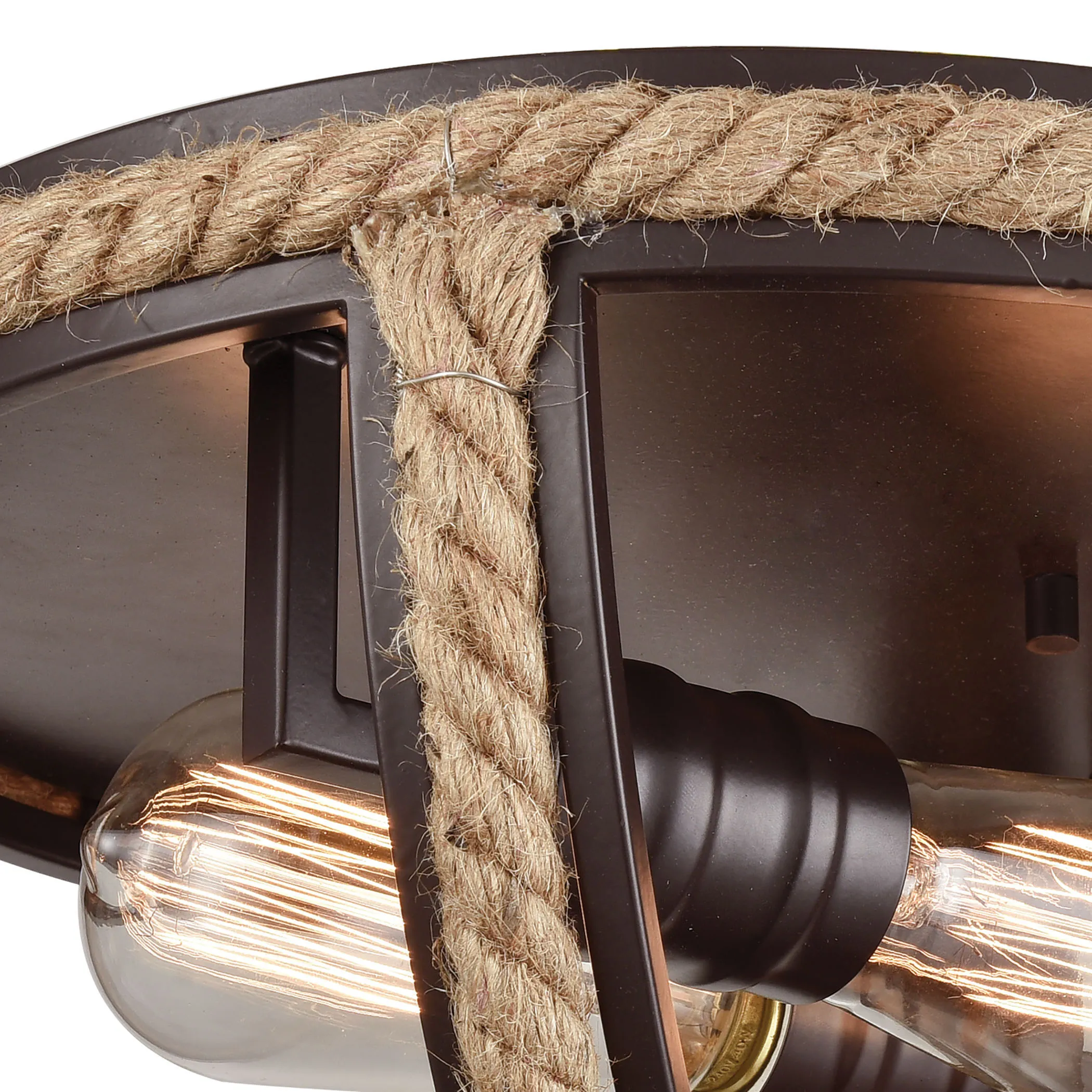 Natural Rope 13" Wide 2-Light Flush Mount - Oil Rubbed Bronze