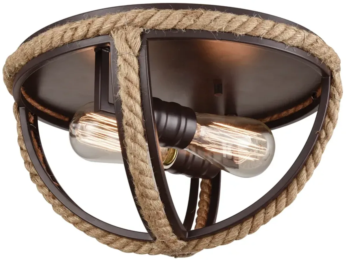 Natural Rope 13" Wide 2-Light Flush Mount - Oil Rubbed Bronze