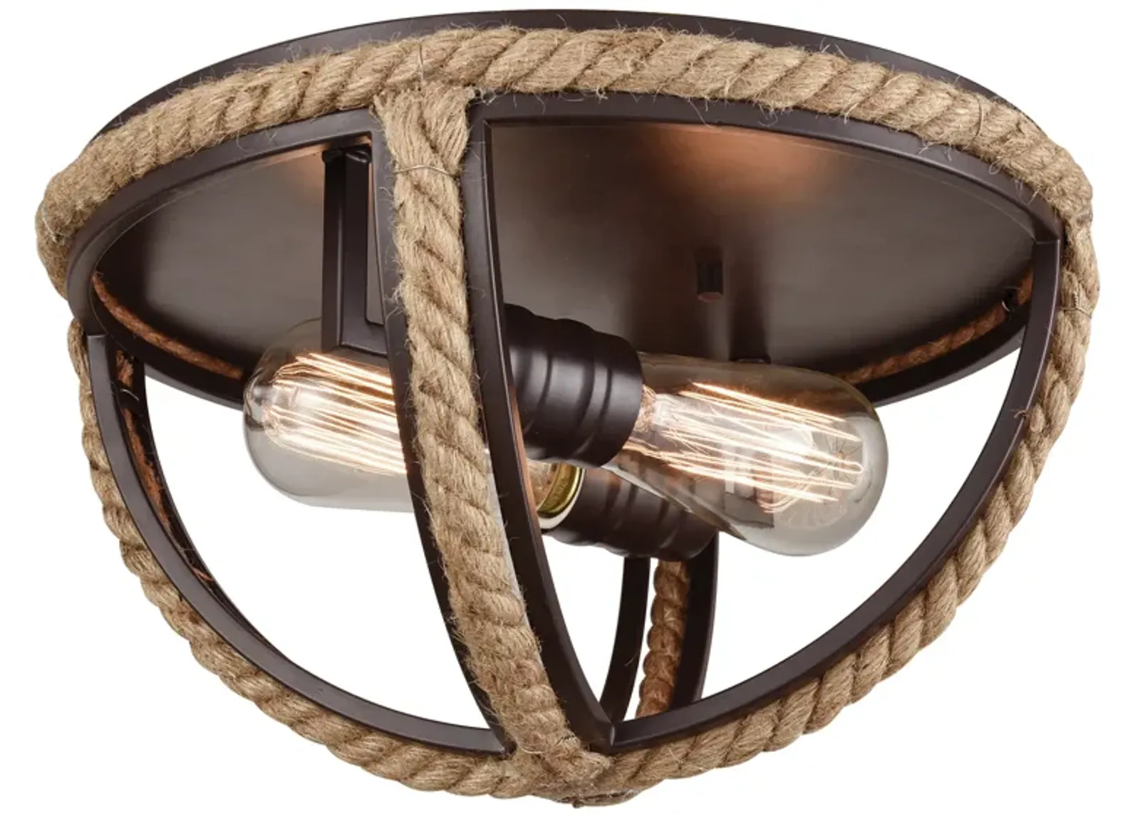 Natural Rope 13" Wide 2-Light Flush Mount - Oil Rubbed Bronze