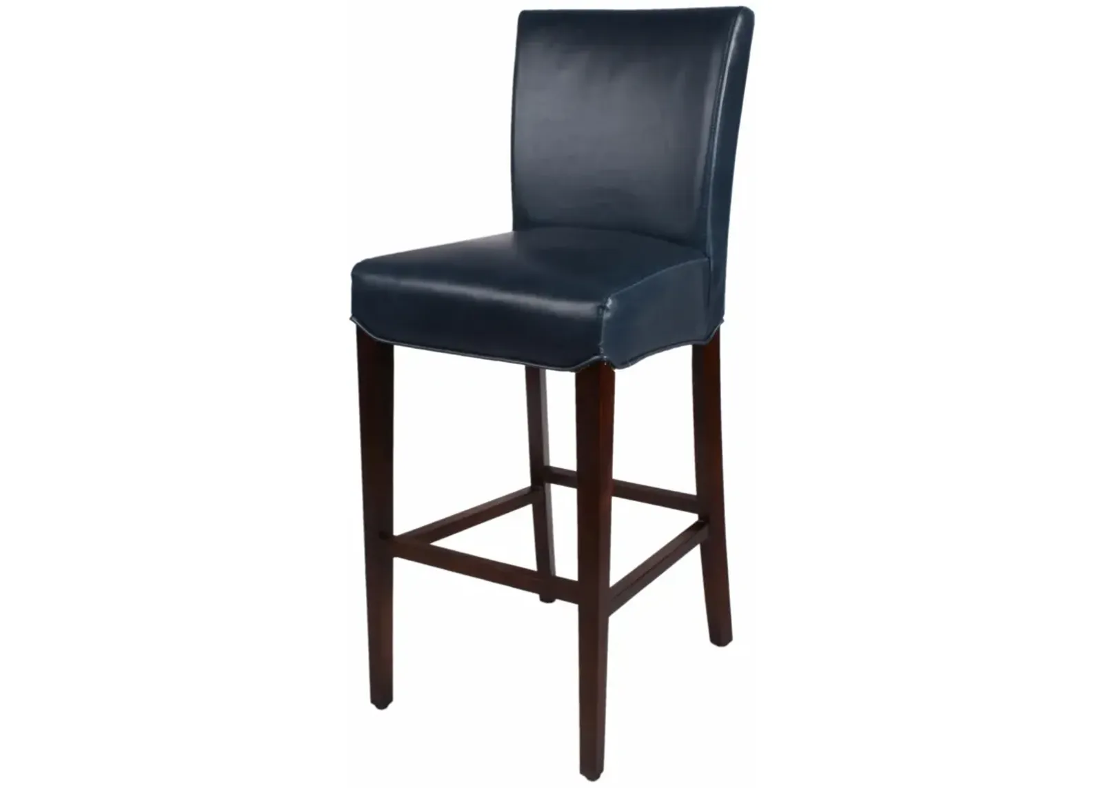 milton bonded leather bar stool wenge legs, vintage blue