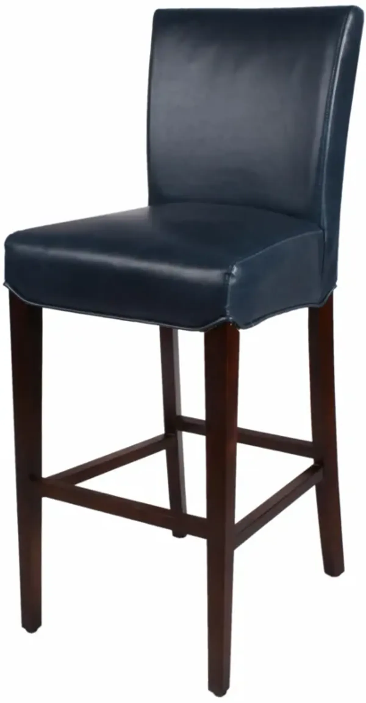 milton bonded leather bar stool wenge legs, vintage blue